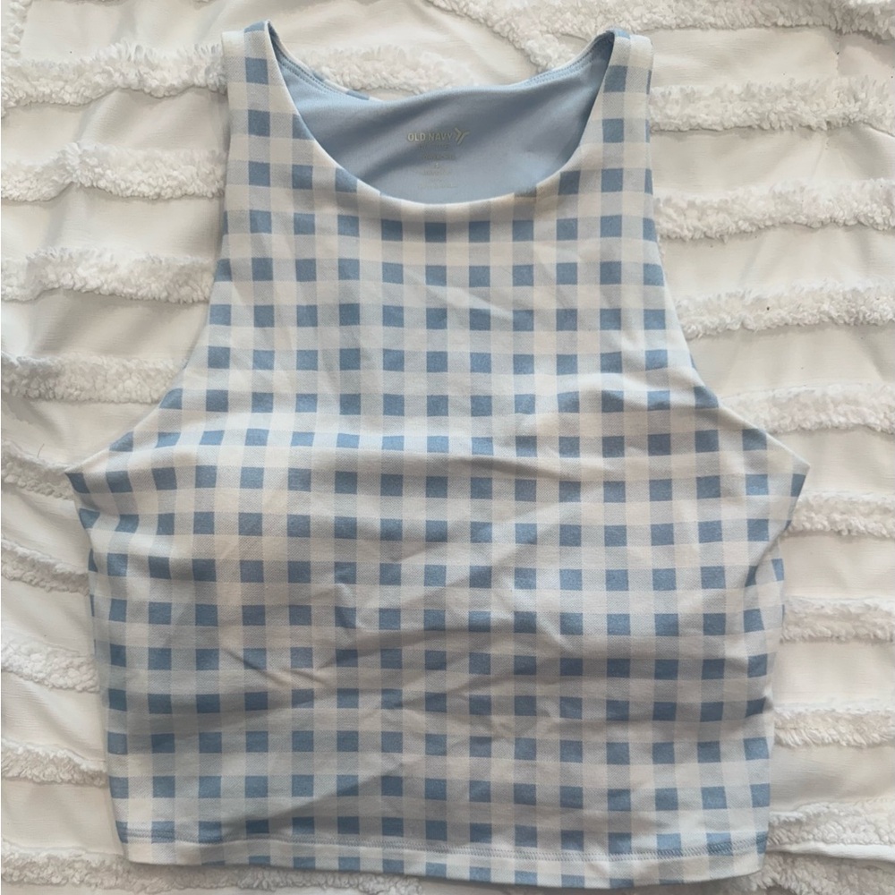Old Navy Light Blue Gingham Crop Top